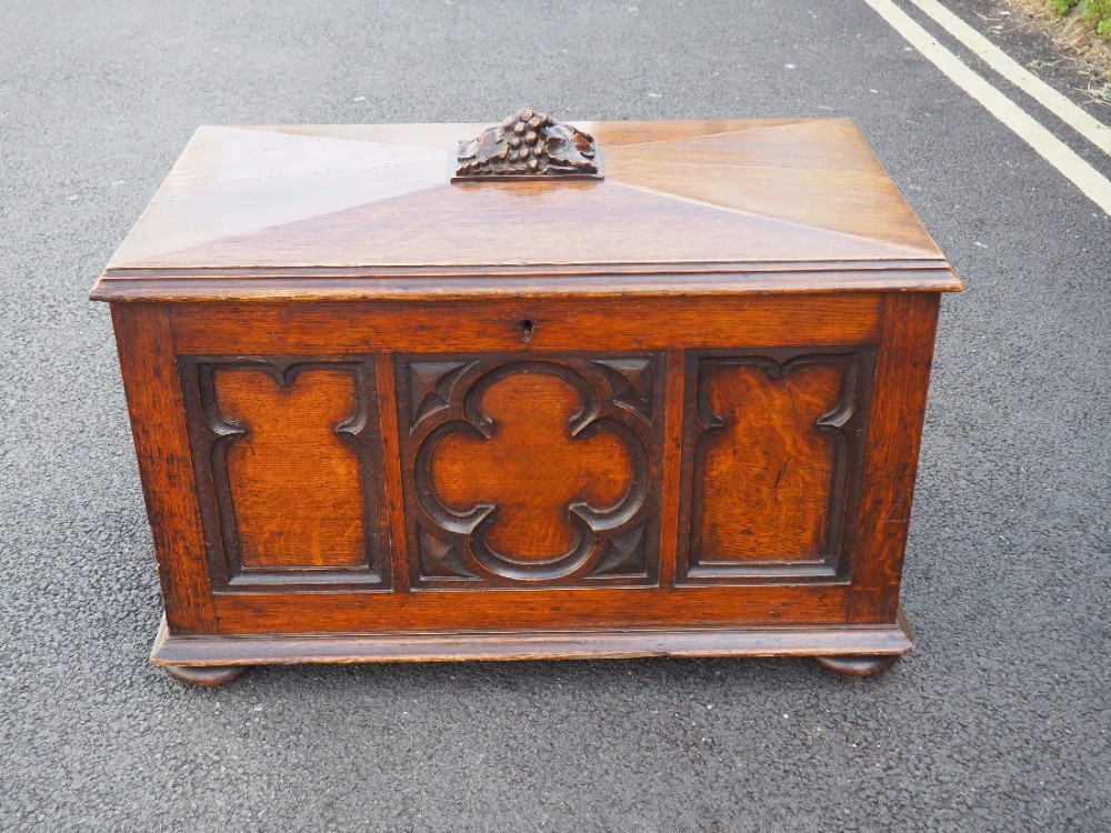 Gothic influenced oak wine cooler