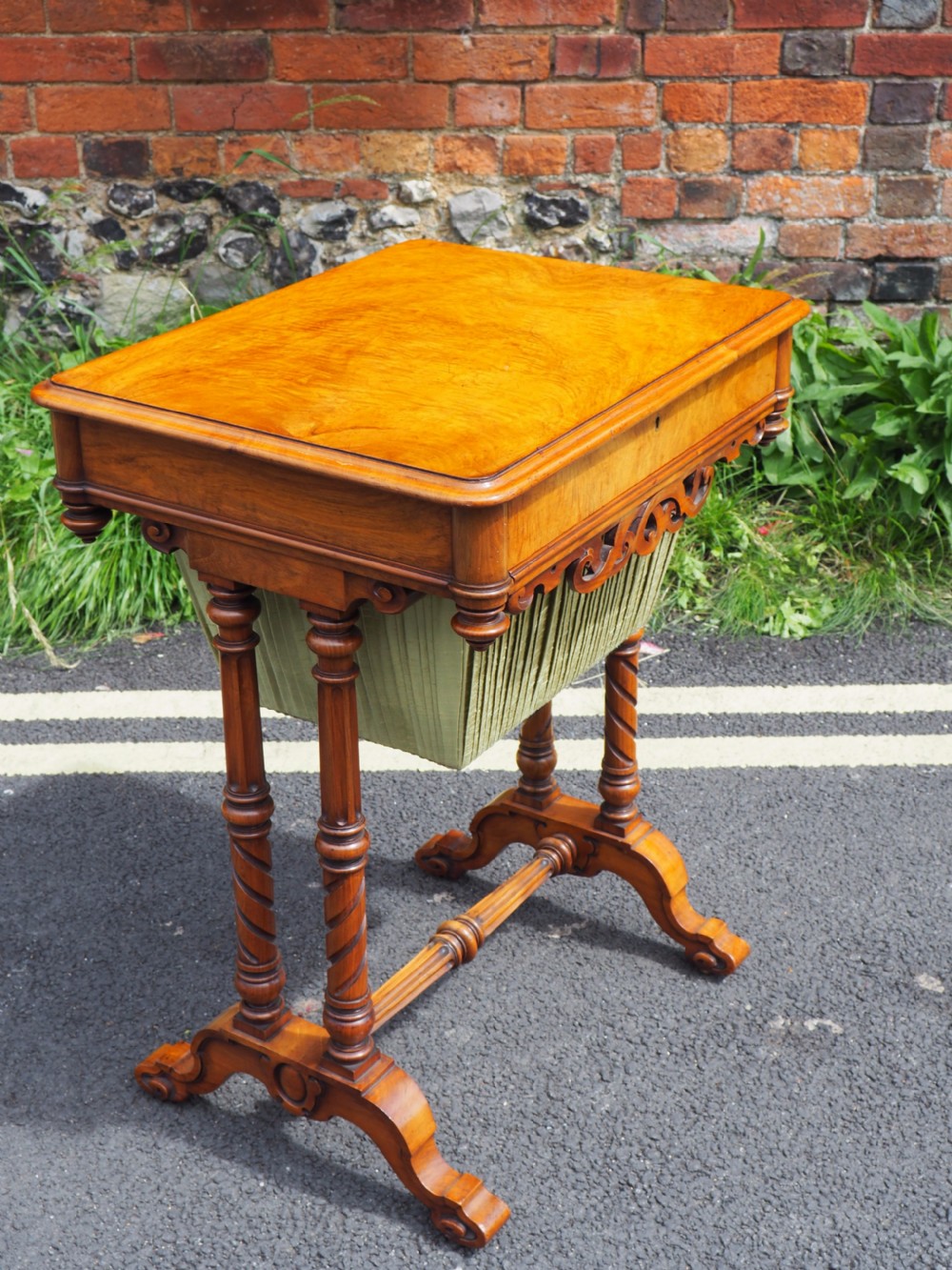 Victorian walnut work table