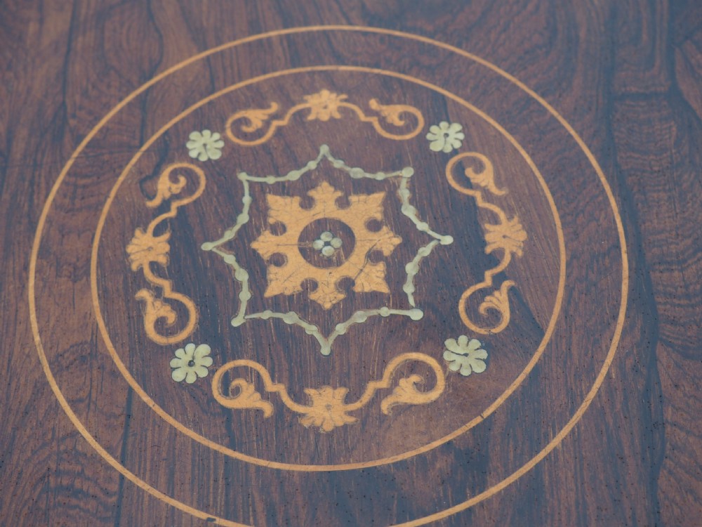 Victorian inlaid rosewood revolving bookcase View IV