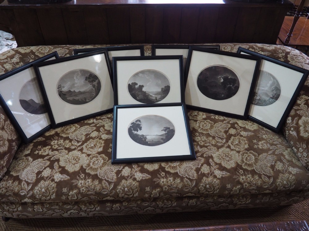 Group of eight mezzotints