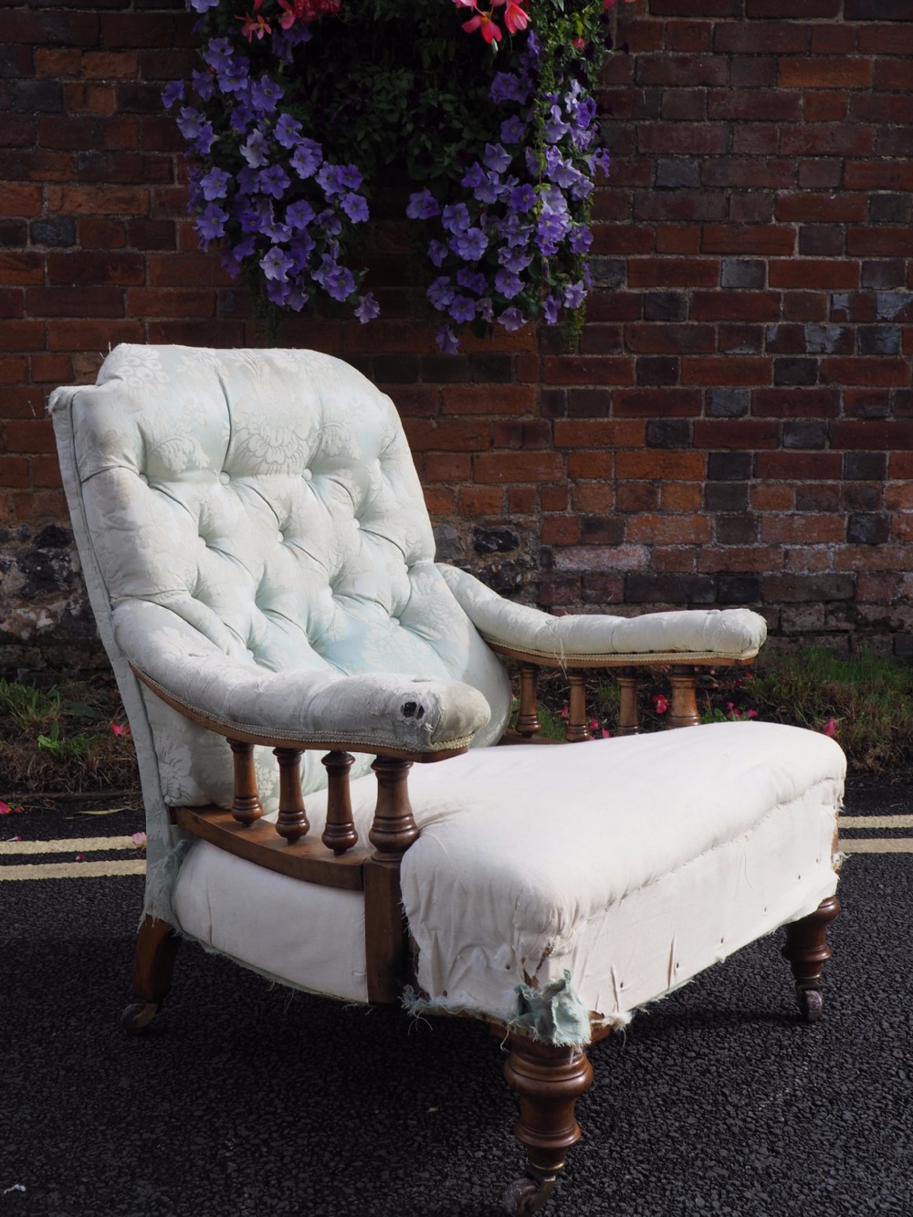 Victorian walnut open armchair View II