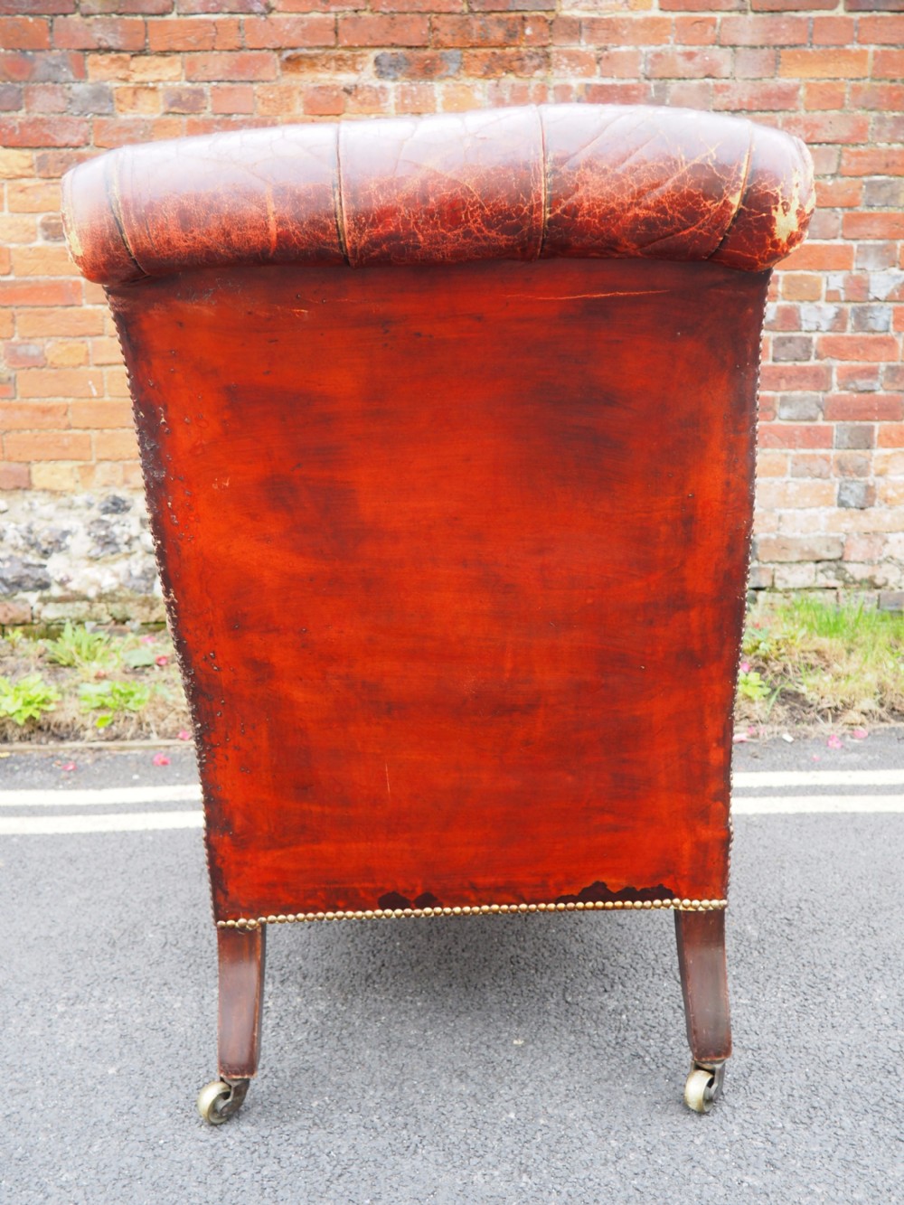 Victorian leather library armchair View IV