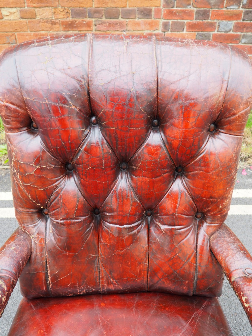 Victorian leather library armchair View VII