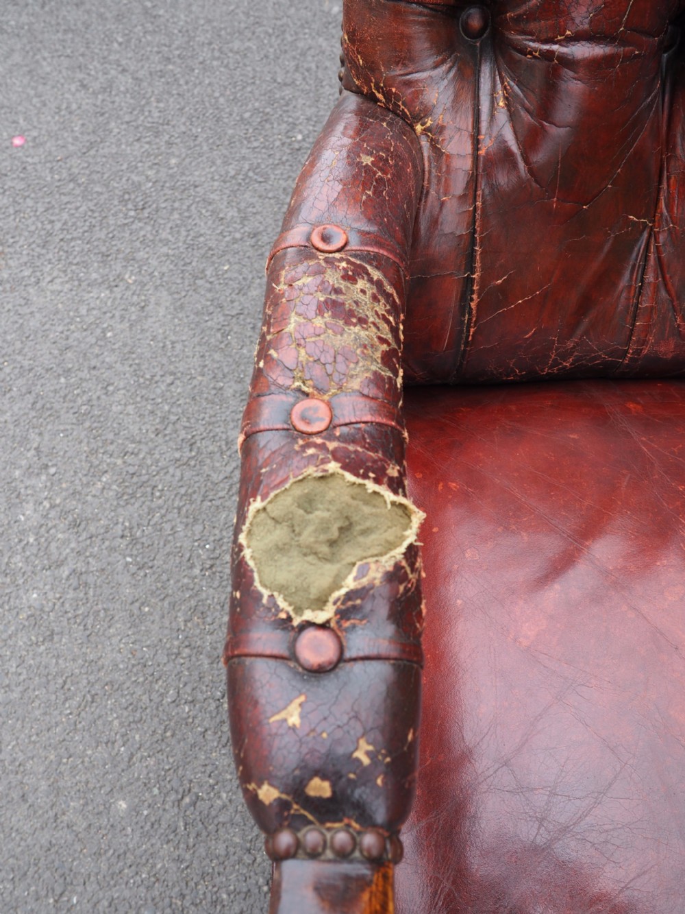 Victorian leather library armchair View VIII