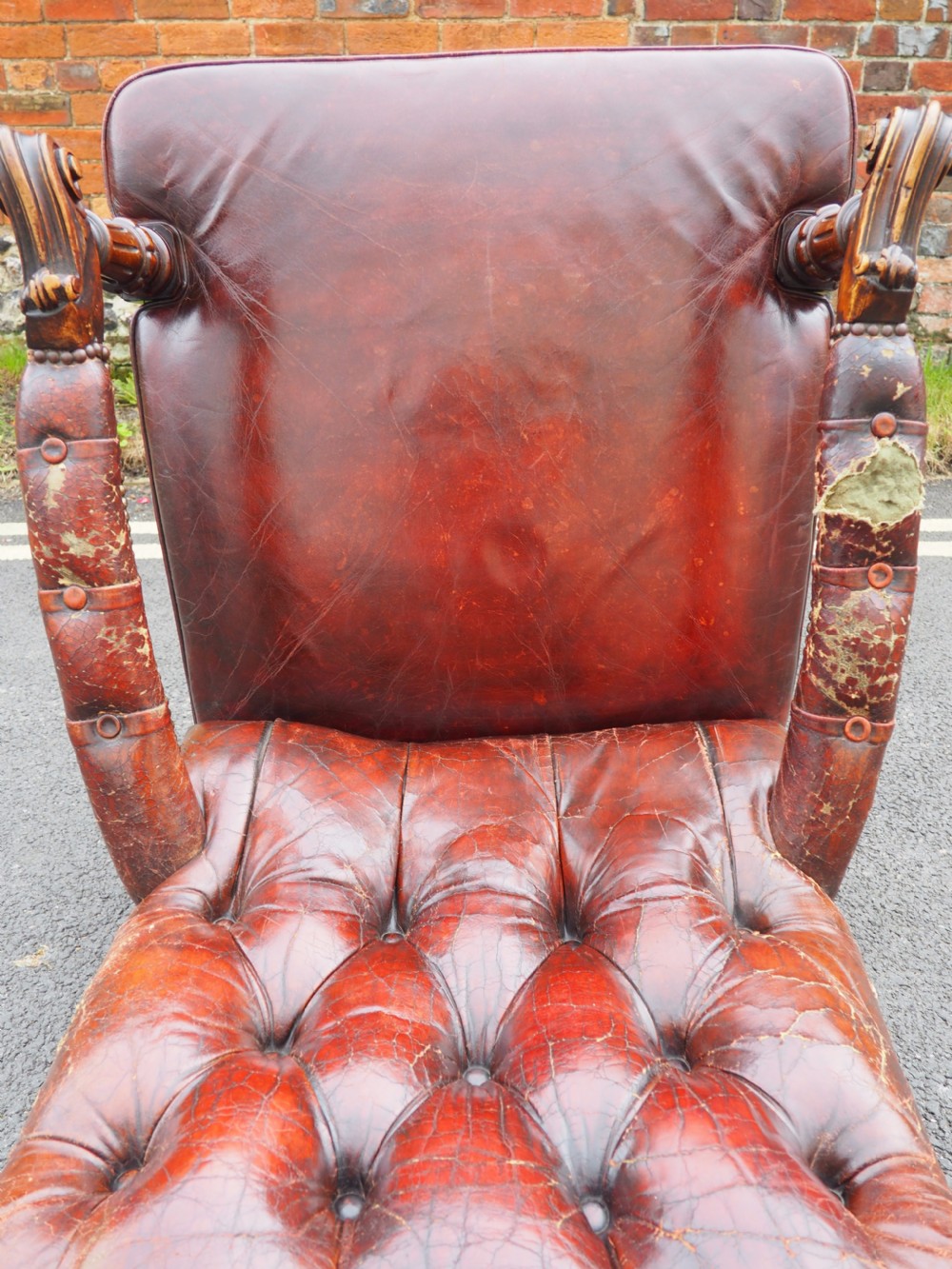 Victorian leather library armchair View XIII