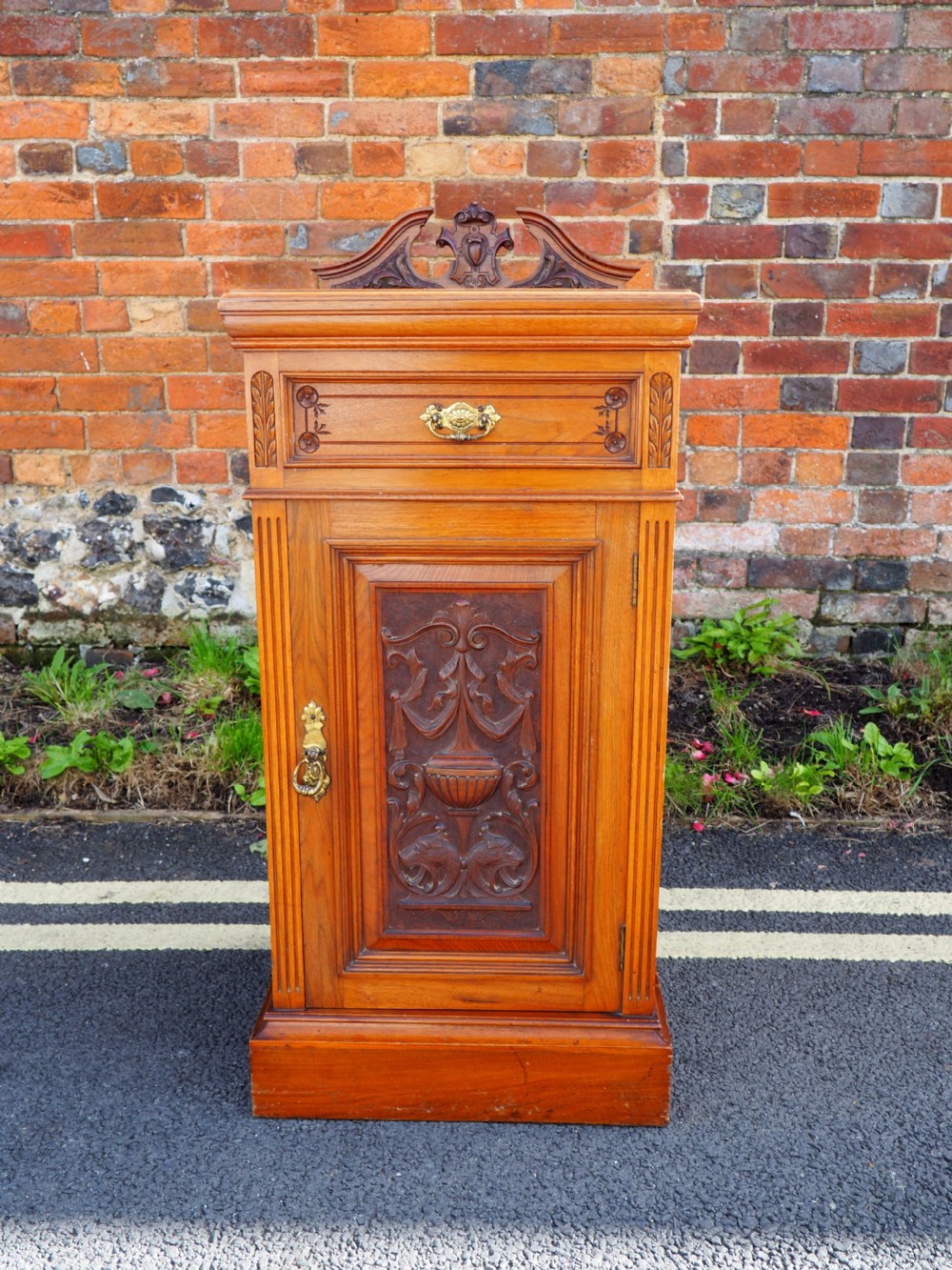 Walnut bedside cupboard