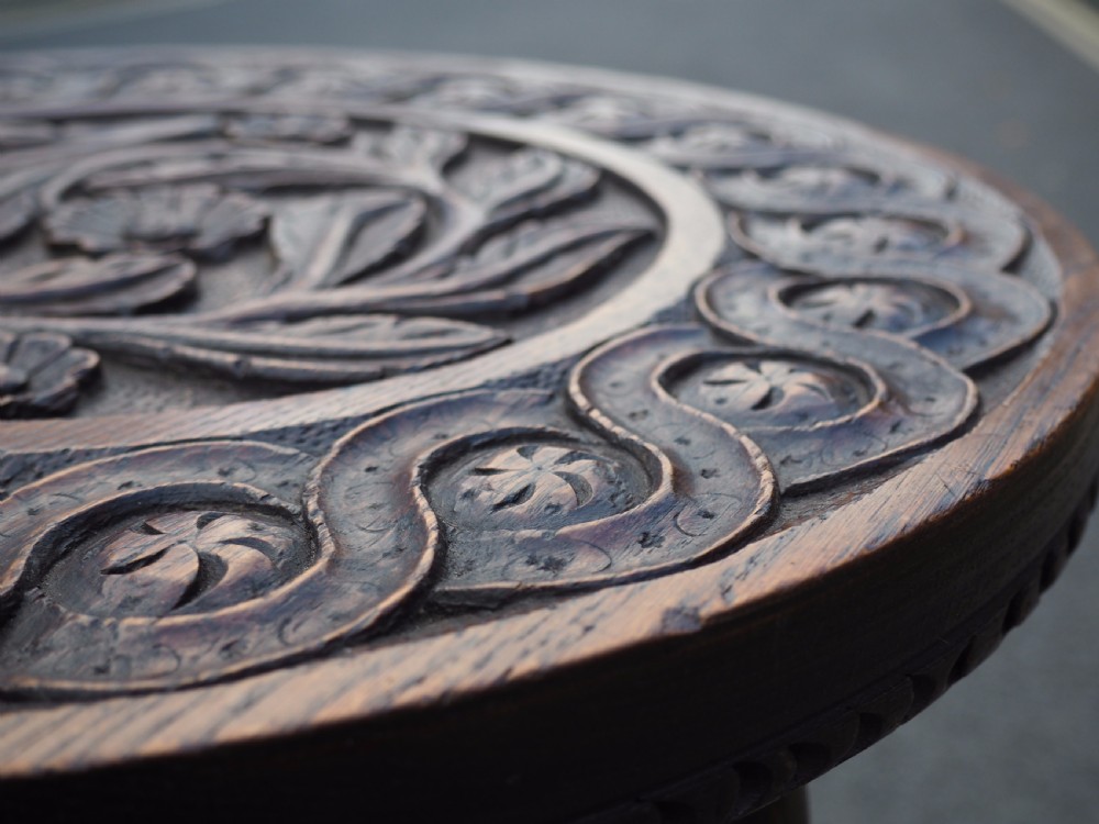 Carved oak table View II