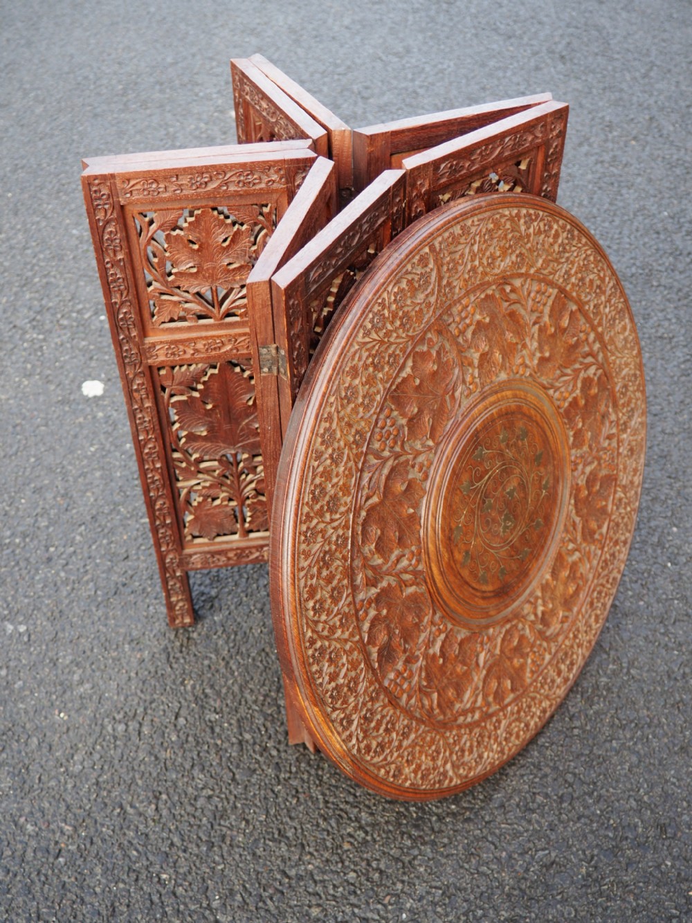 Indian carved rosewood table View VII