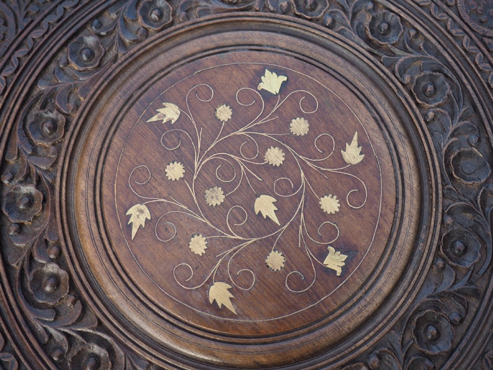 Indian carved rosewood table View II