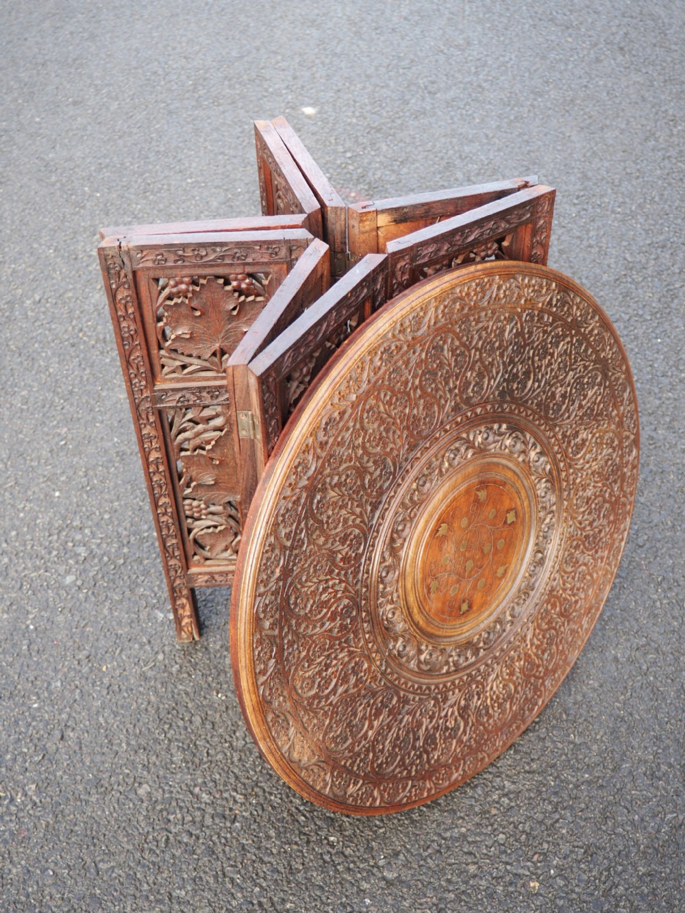 Indian carved rosewood table View VII