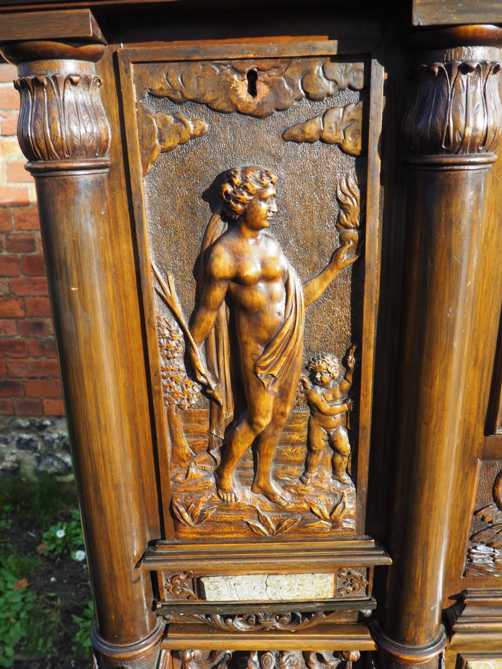 Italian carved walnut cabinet View V