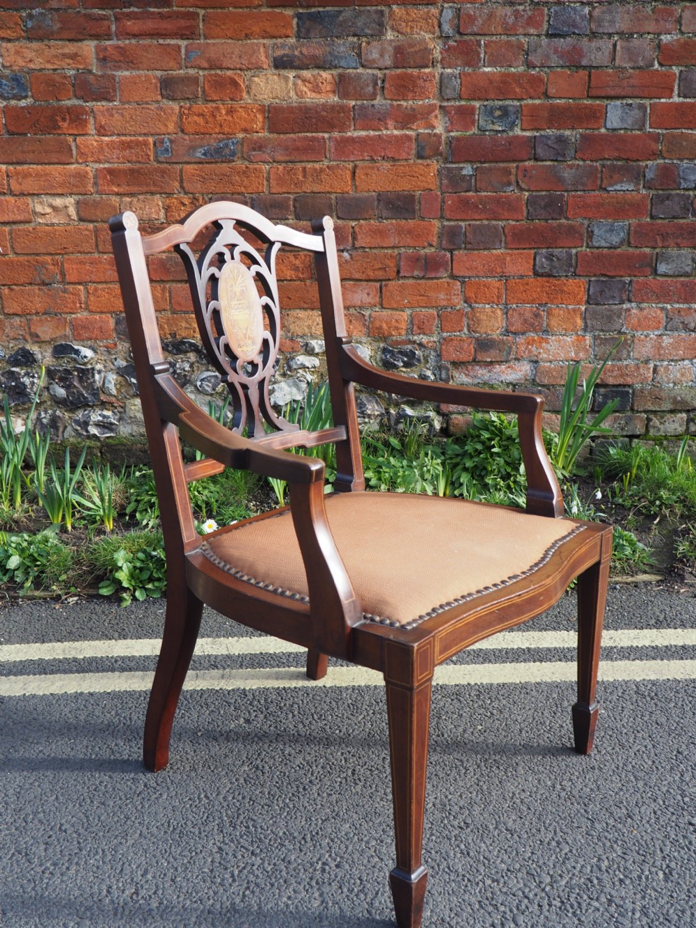 Small inlaid mahogany armchair View II