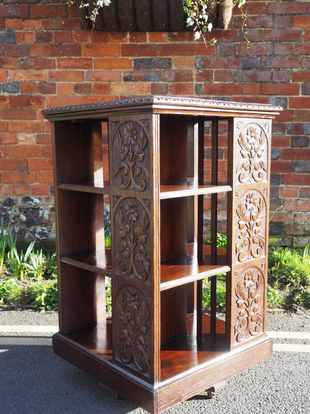Oak revolving bookcase