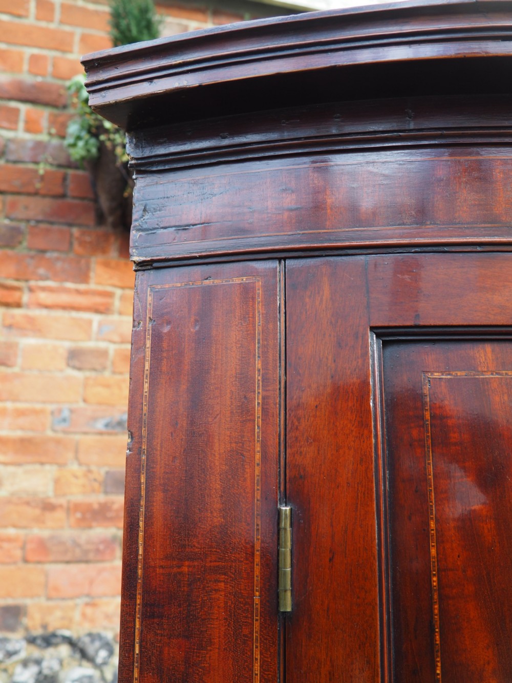 Georgian mahogany bowfronted hanging corner cupboard View II