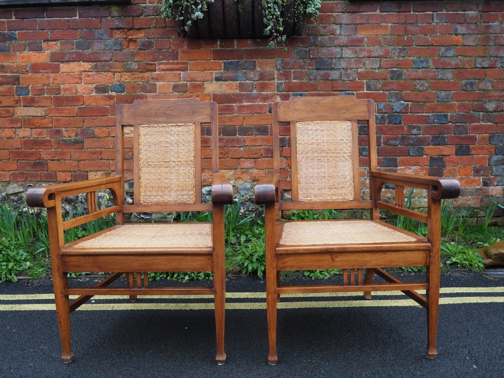 Pair of indian teak armchairs View IV