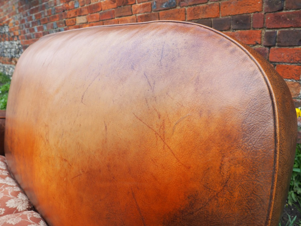 Art deco leather and oilcloth sofa View II