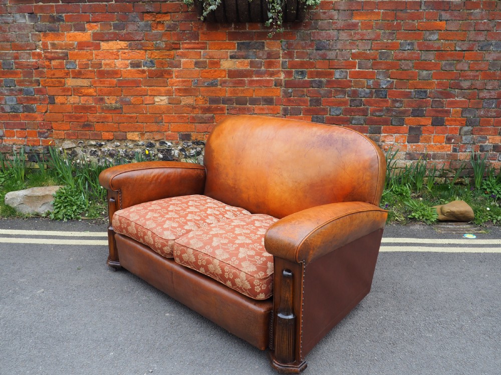 Art deco leather and oilcloth sofa View IV