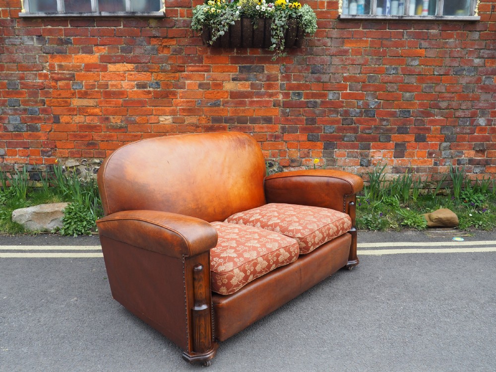 Art deco leather and oilcloth sofa View IX