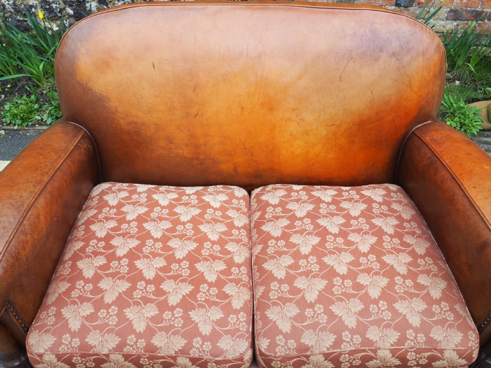 Art deco leather and oilcloth sofa View XI