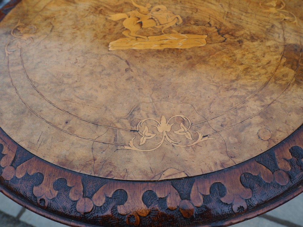 Victorian inlaid walnut pedestal table View III