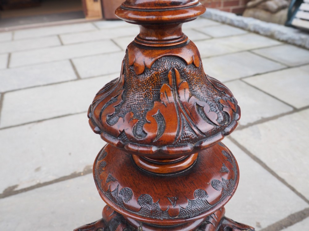 Victorian inlaid walnut pedestal table View IV