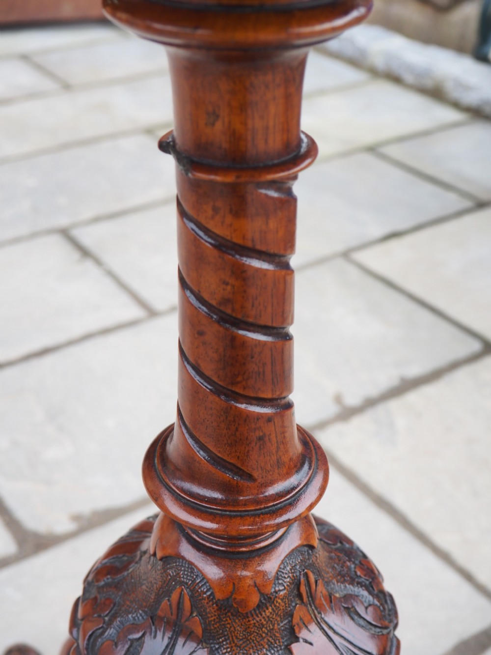 Victorian inlaid walnut pedestal table View VI