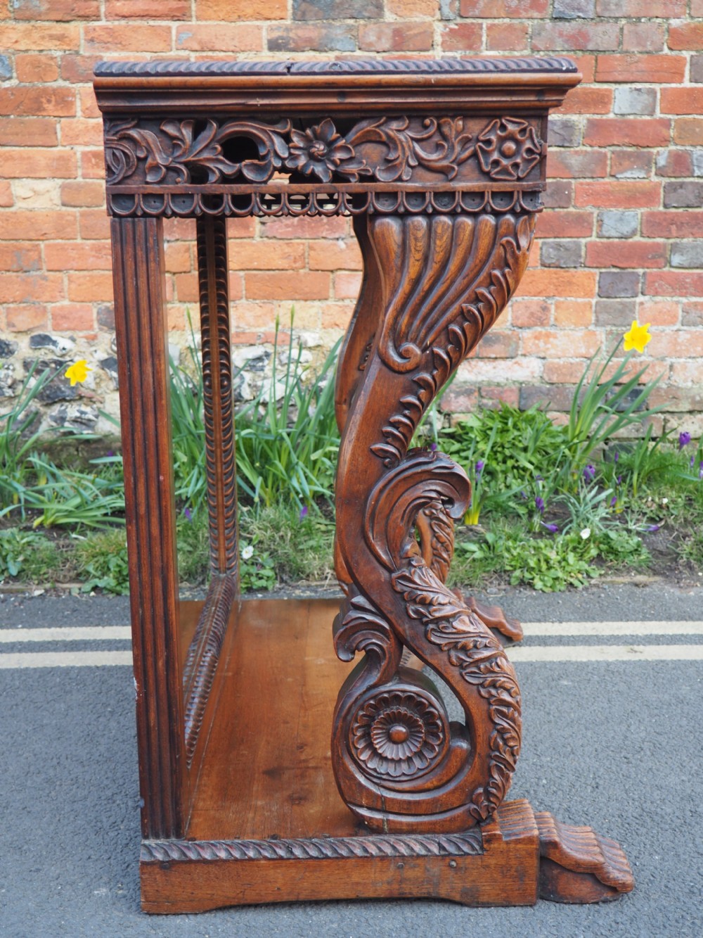 Anglo indian teak console table View VI