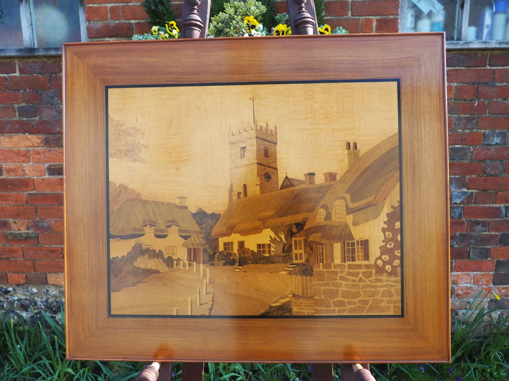 Marquetry veneered picture
