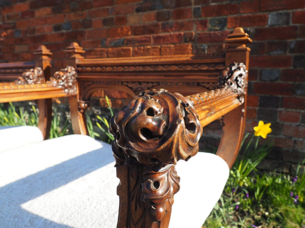 Pair of walnut savonarola chairs View III