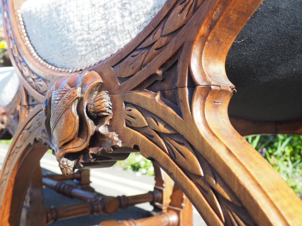 Pair of walnut savonarola chairs View XV