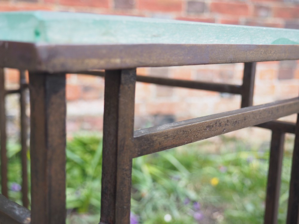 Art deco steel and frosted glass table View VI