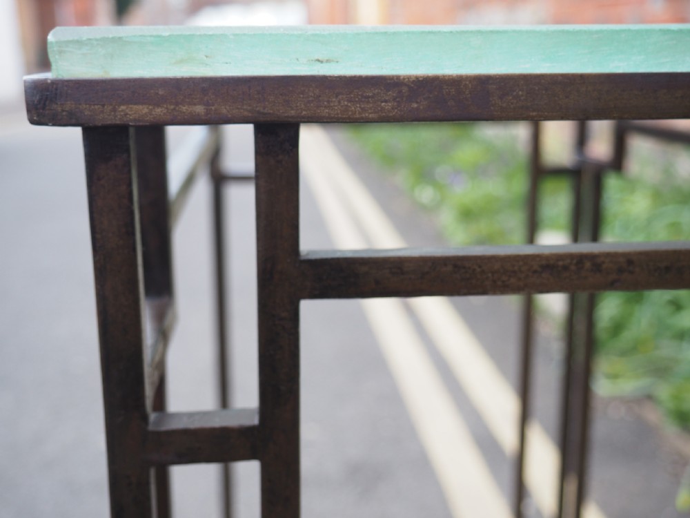 Art deco steel and frosted glass table View VII