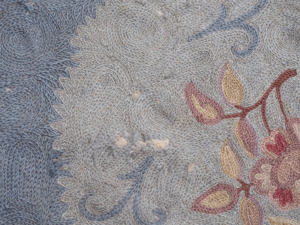 Antique Kashmiri chain stitch carpet View V