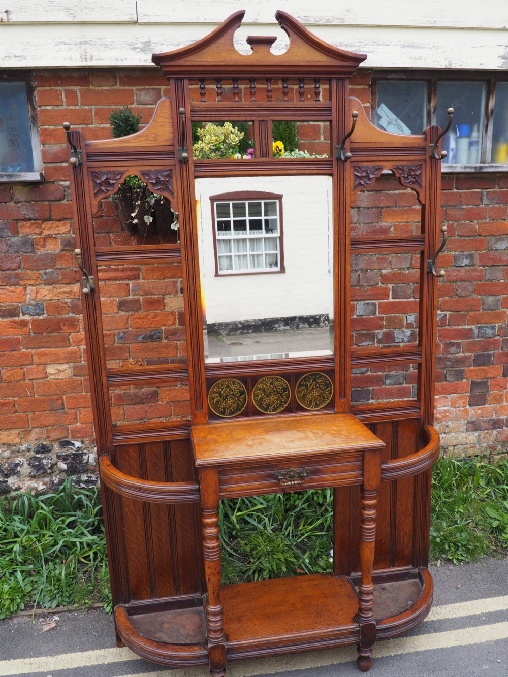 Victorian oak hallstand