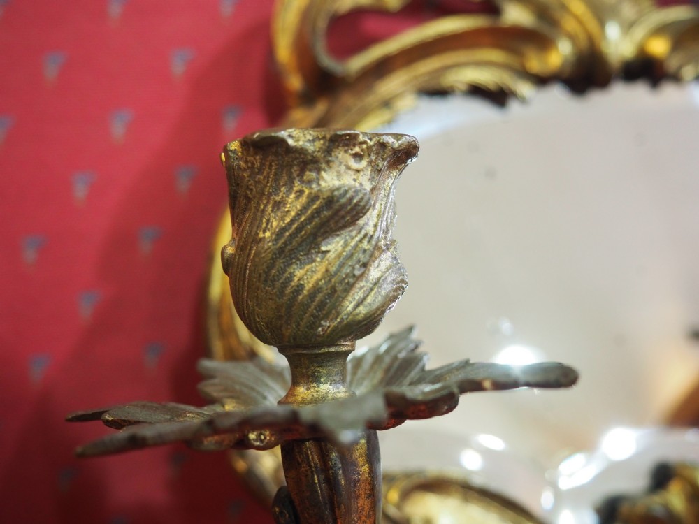 Pair of gilt brass mirrored wall sconces View VI