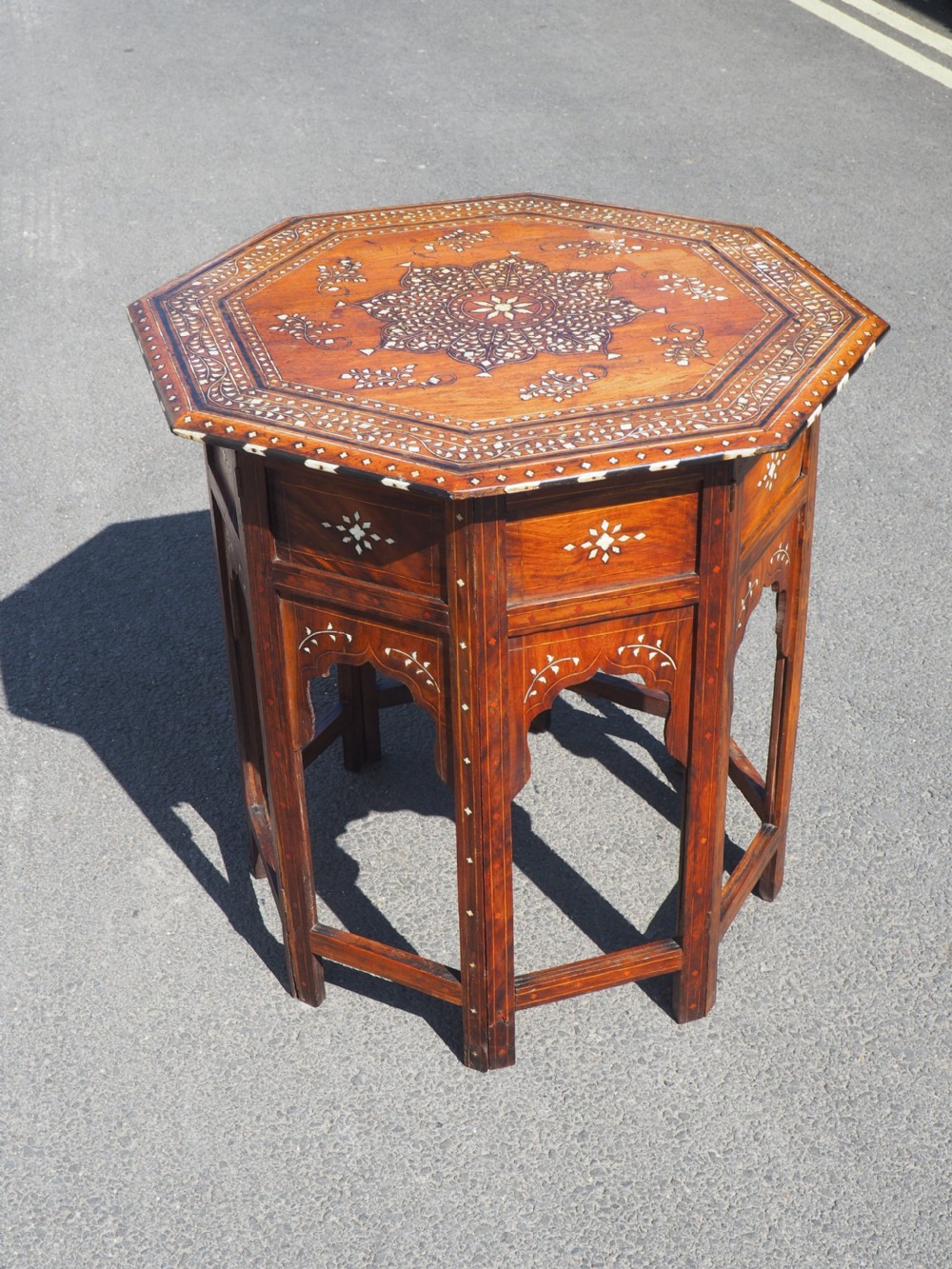 Full size Indian inlaid folding table. View IX