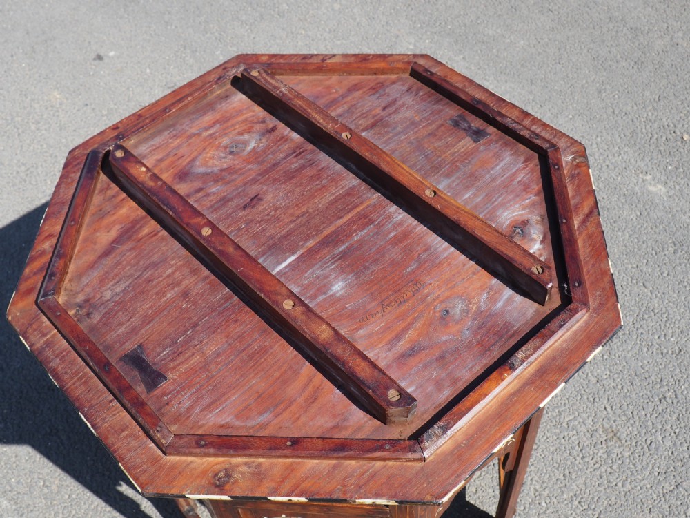 Full size Indian inlaid folding table. View X
