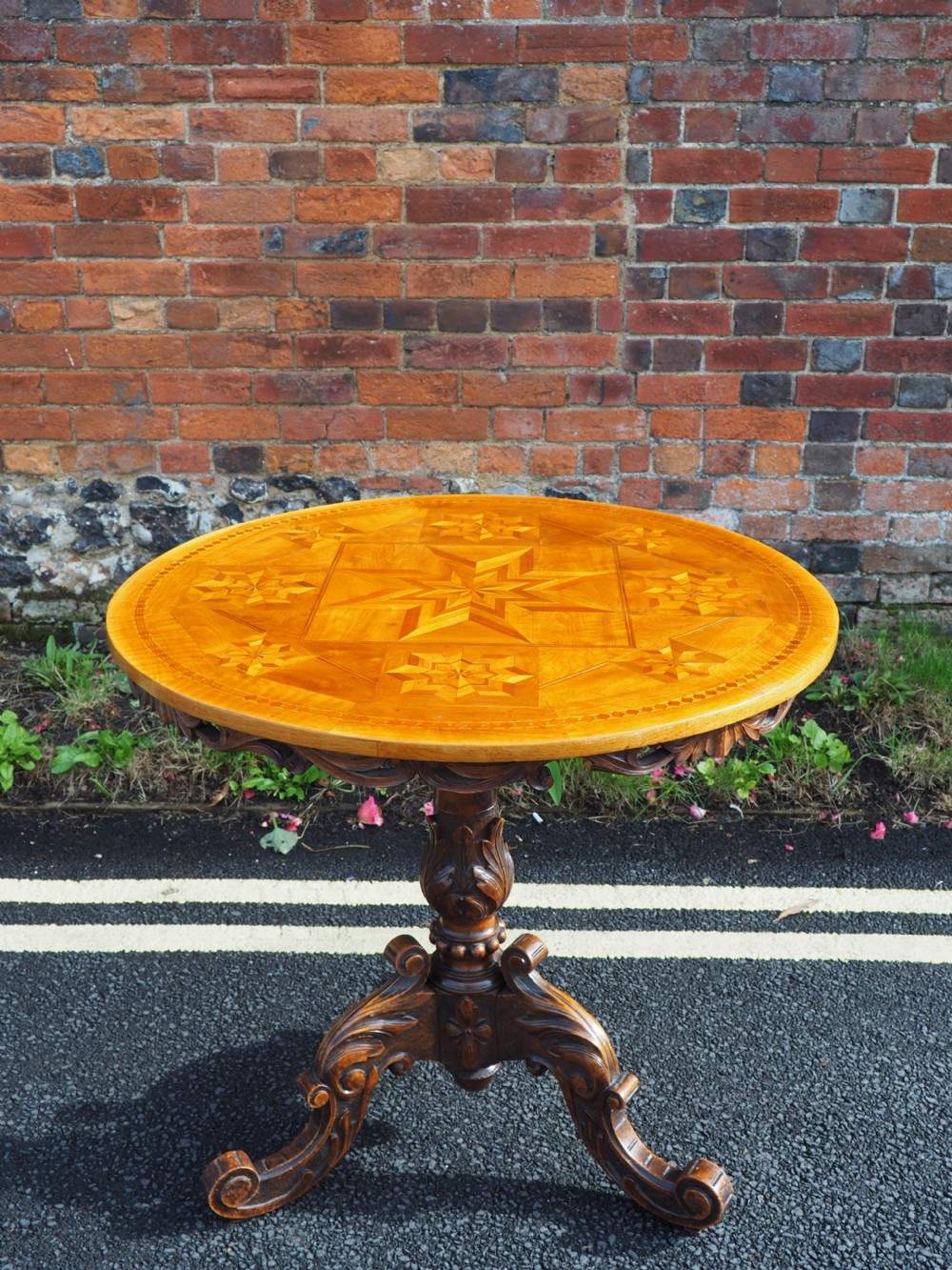 Continental inlaid walnut table View II