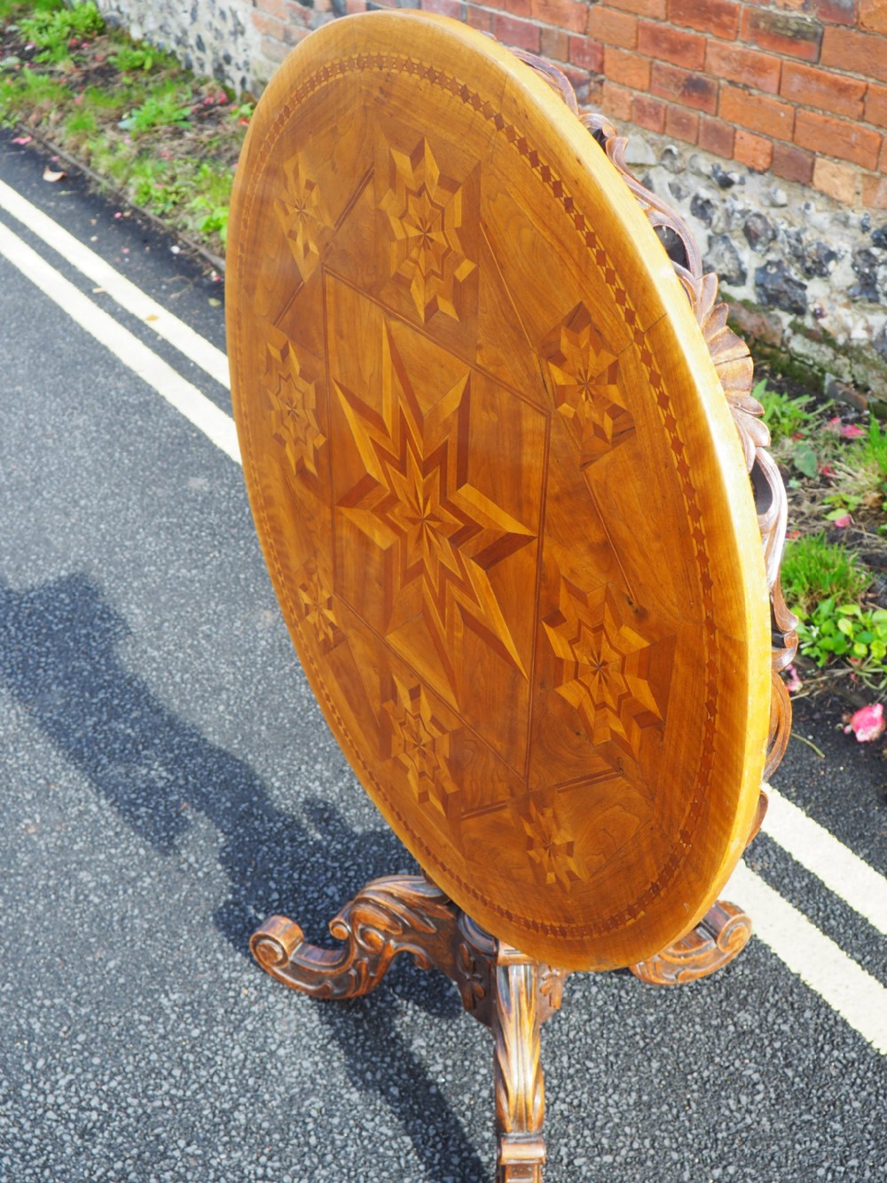 Continental inlaid walnut table View VI