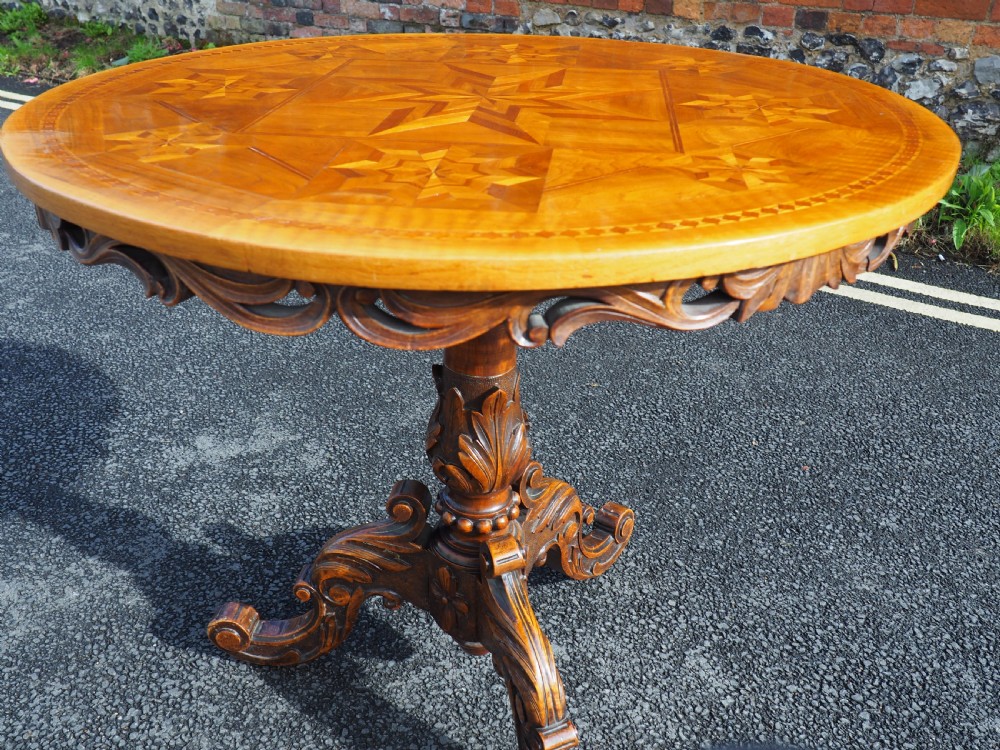 Continental inlaid walnut table View XIII
