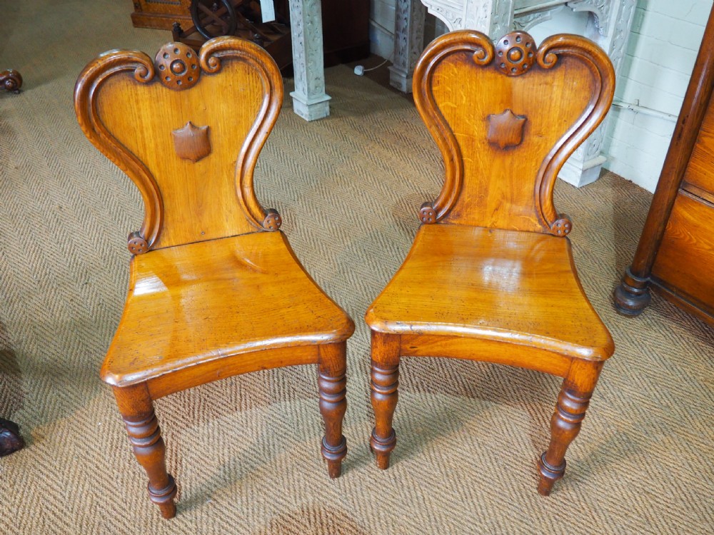 Pair of Oak hall chairs