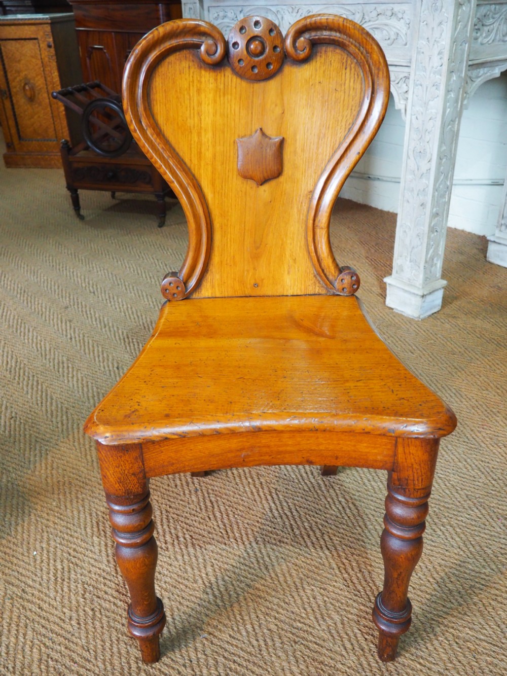Pair of Oak hall chairs View II