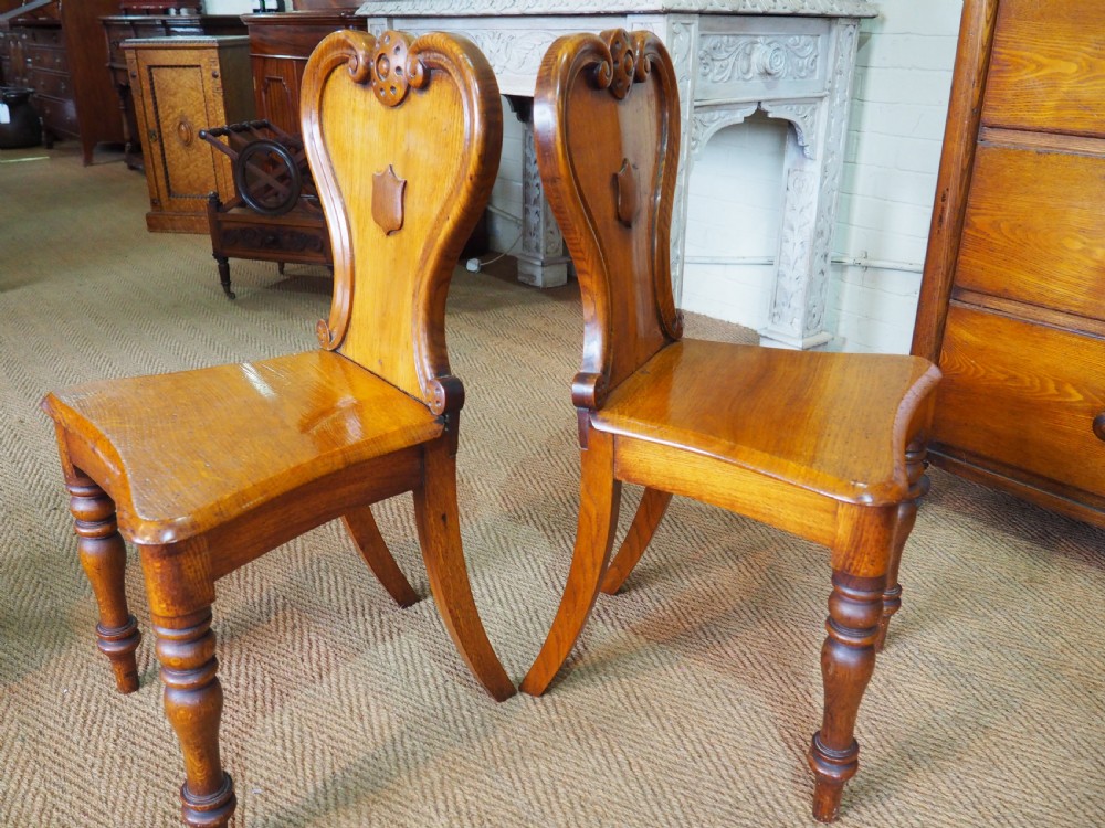 Pair of Oak hall chairs View IV
