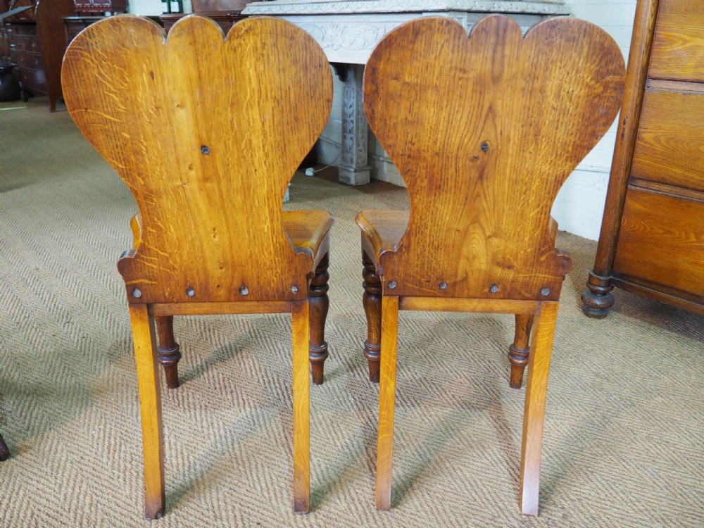 Pair of Oak hall chairs View VI