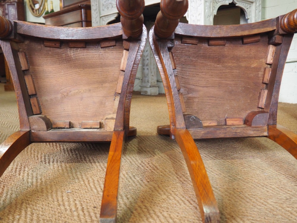 Pair of Oak hall chairs View VII