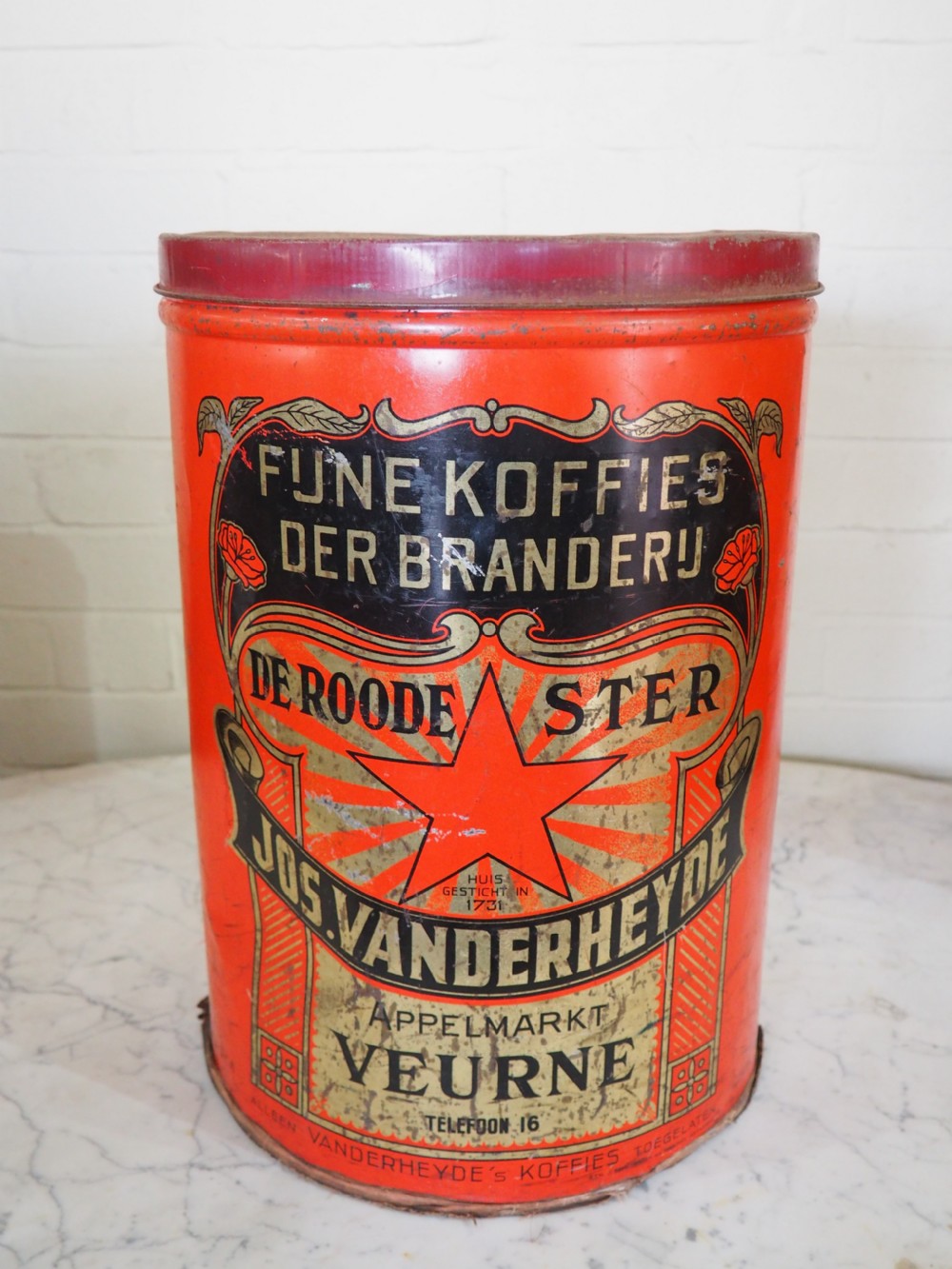 Group of four Belgian coffee canisters View VI