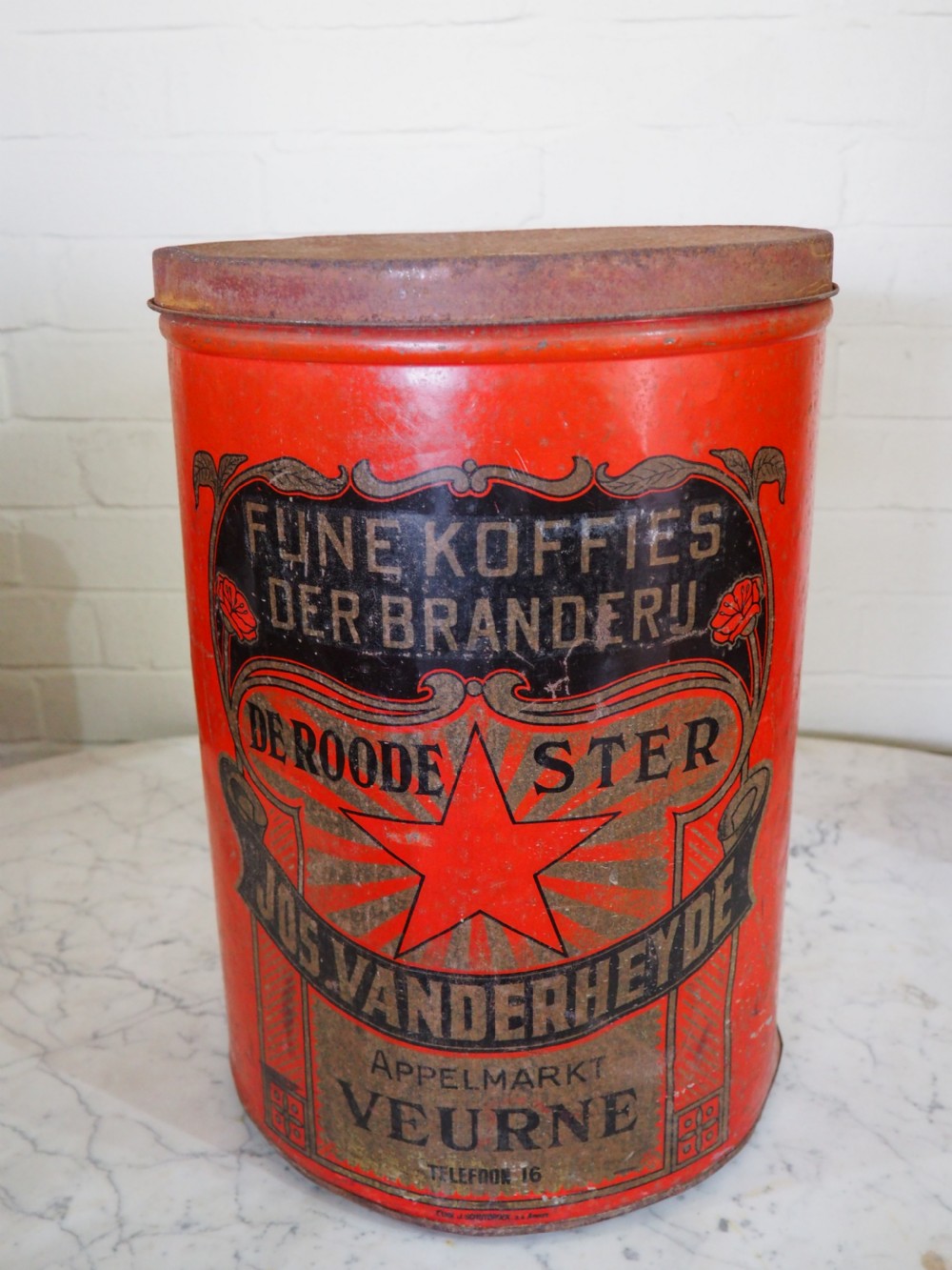 Group of four Belgian coffee canisters View IX