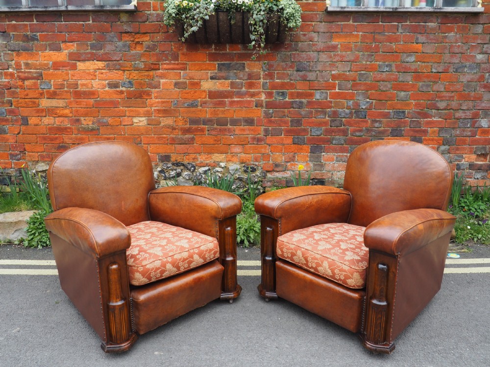 Pair of leather armchairs