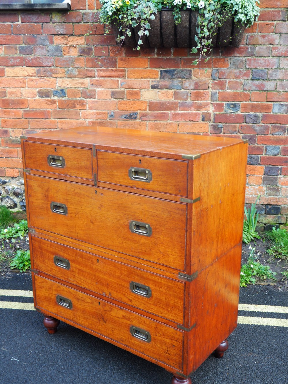 Teak military chest with cases View XI