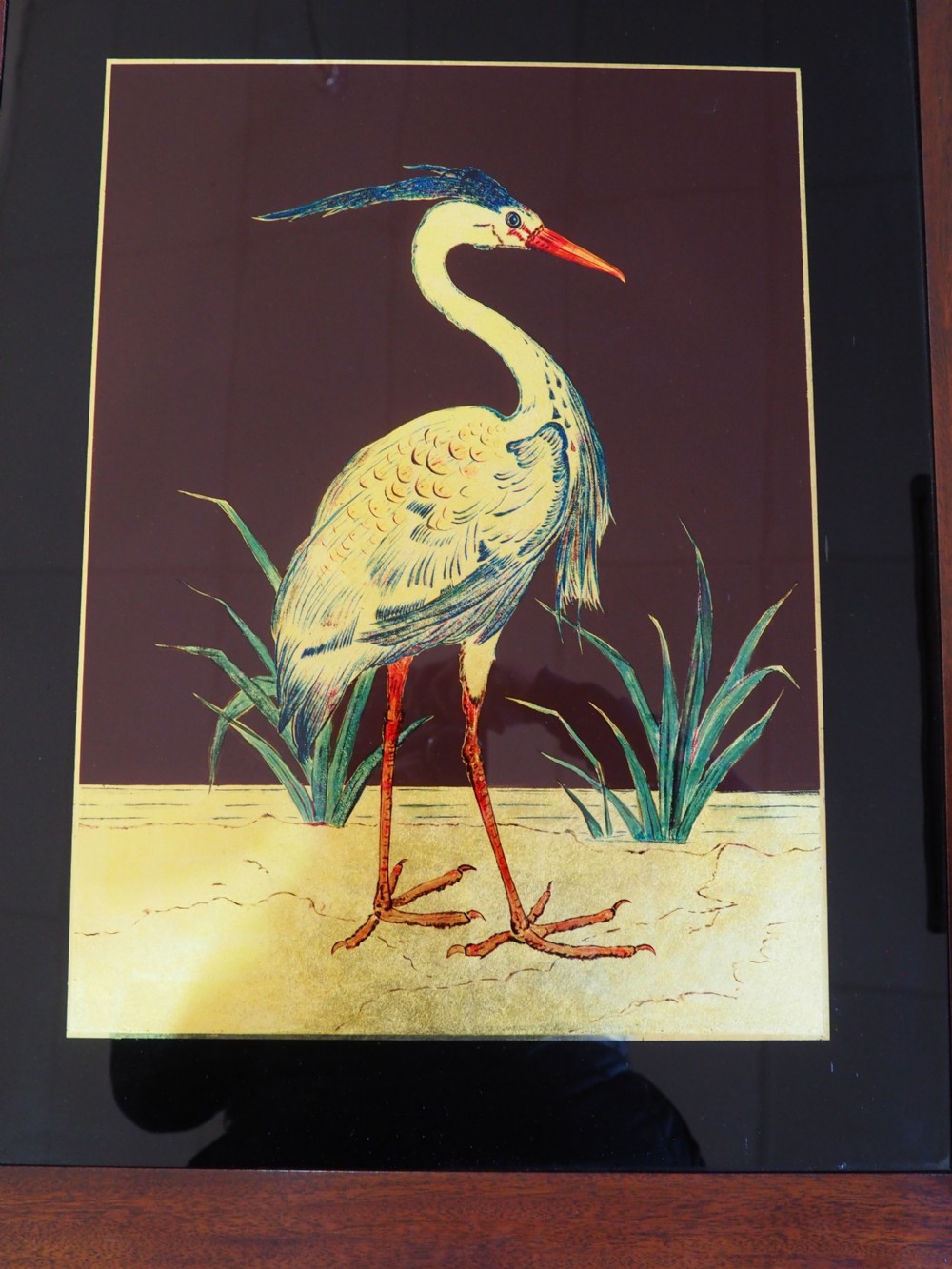 Pair of Reverse painted Cranes View II